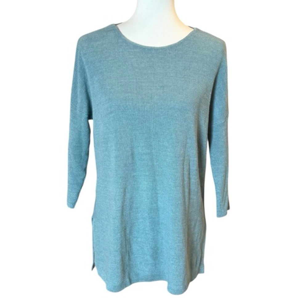 Pure Jill Linen Blend Teal Blue 3/4 Sleeve Sweater - Size XS